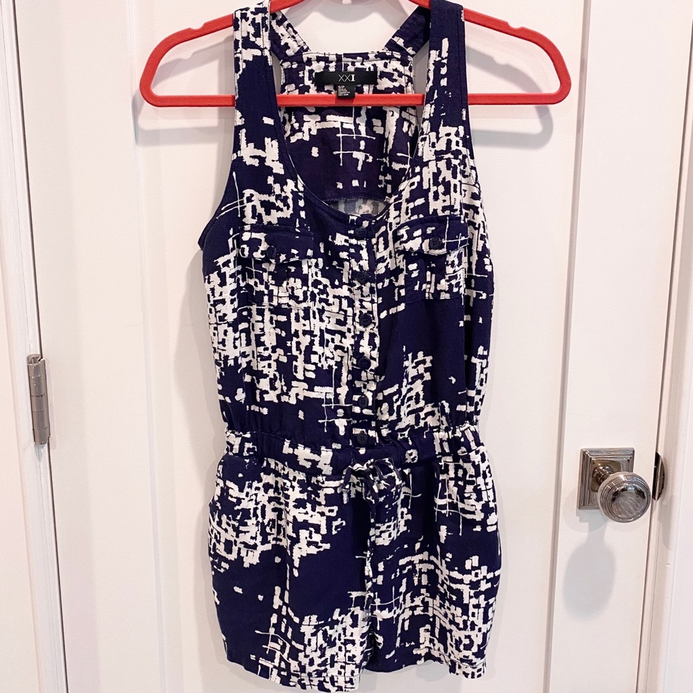 Blue and White Romper